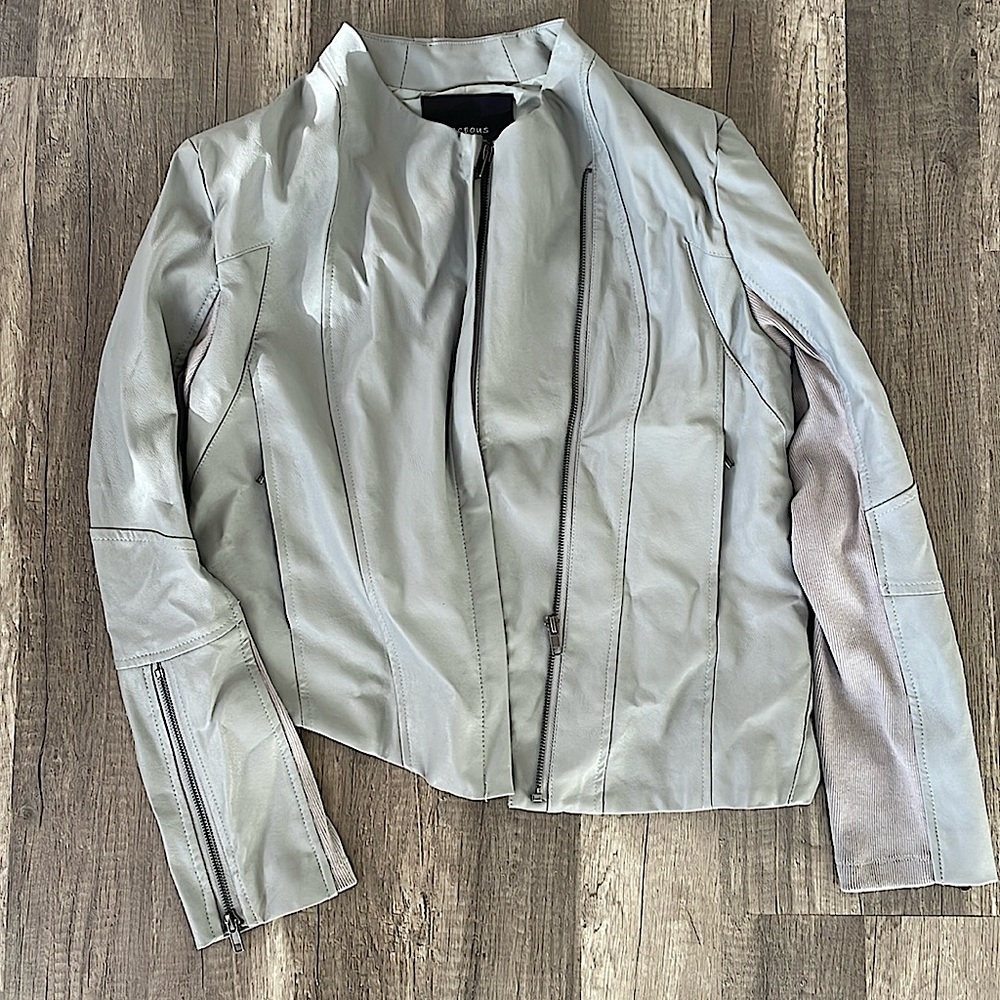 Gray faux leather jacket
